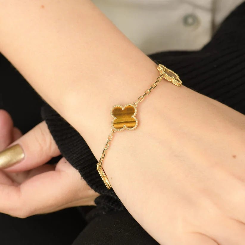 Tiger Eye Clover Bracelet - Creovoxa