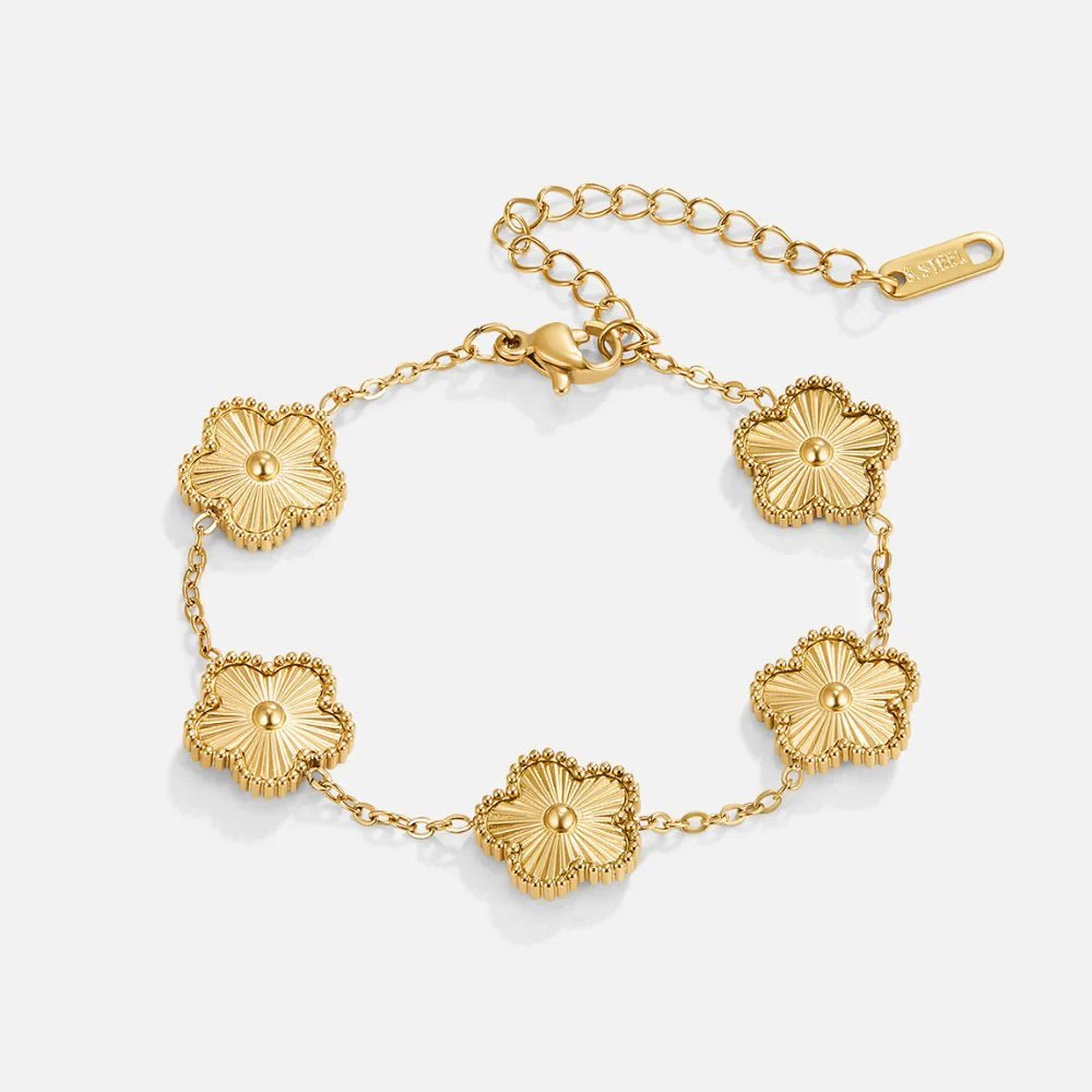 Golden Clover Flower Bracelet - Creovoxa
